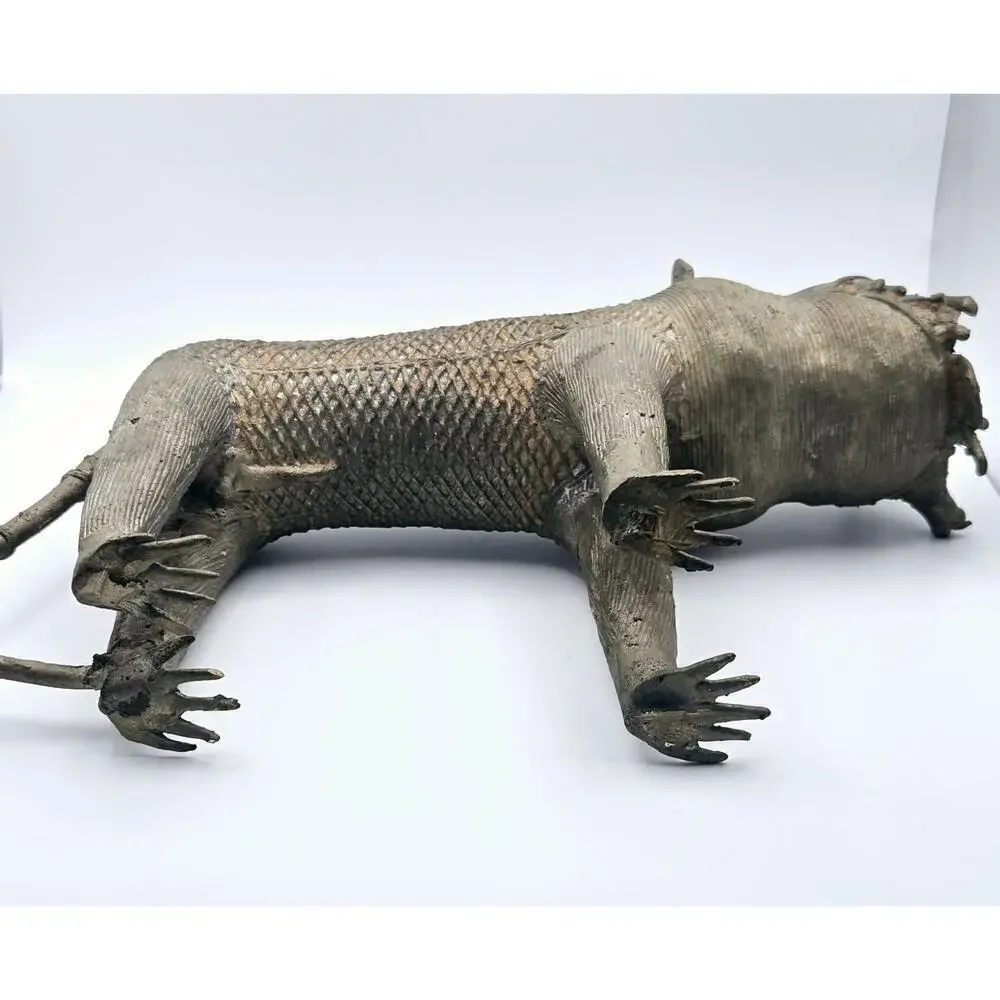 VTG African Rare Vintage Bronze Benin Tiger/Warthog Sculpture - Picture 6 of 15